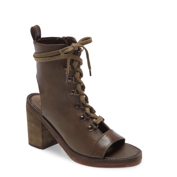 NEW Free People Brown Open Toe Leather Booties City of Lights Size EU40 US10 - Picture 14 of 14